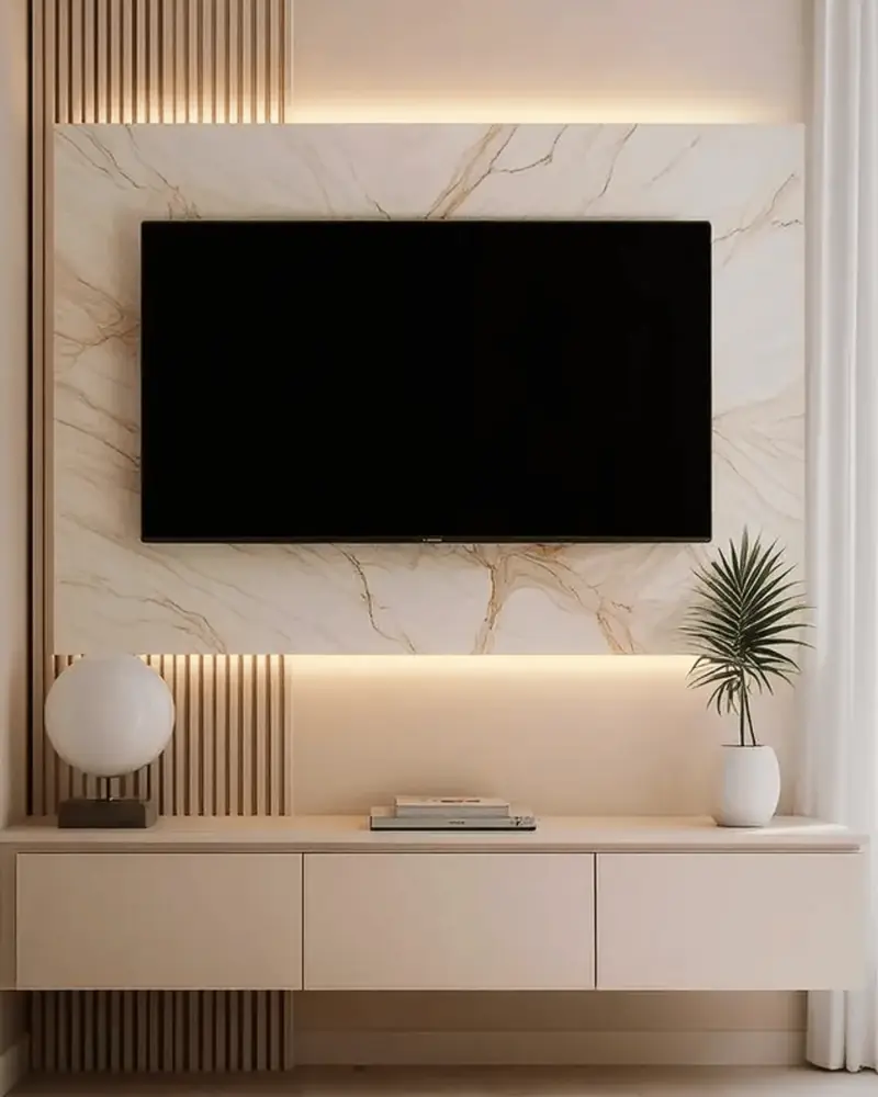 Kabinet TV dengan lampu LED